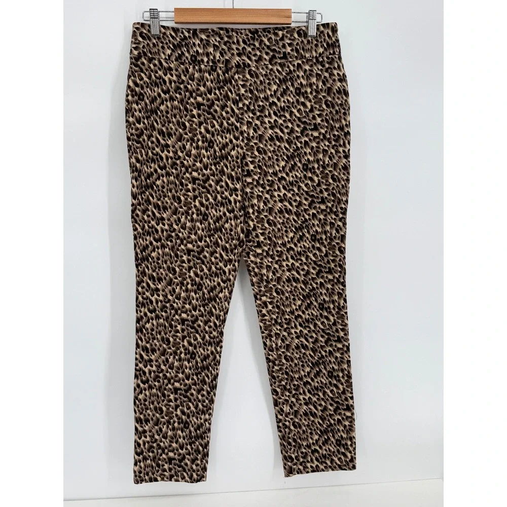 Counterparts Womens Leopard Print Ankle Pants Brown Black Stretch Sz 10